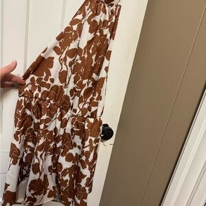 SHEIN Brown and White Patterned Dress
